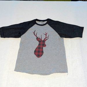 Christmas plaid deer short sleeved tee SZ Youth Small